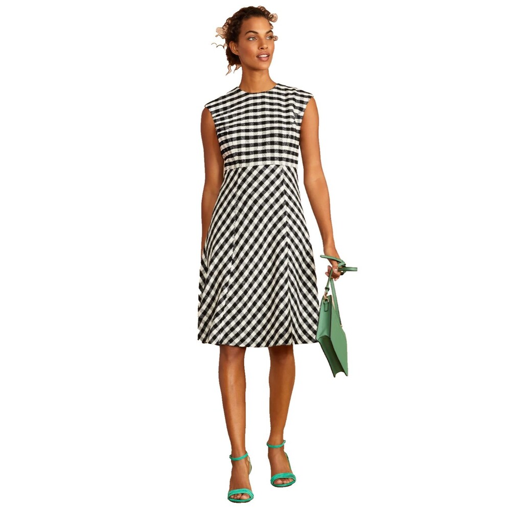 Brooks Brothers Women's Gingham Boucle Dress size 4 Sleeveless Career Elegant